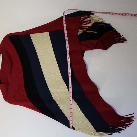 Lava Accessories Women's Knit Colorblock Stripe Metallic Thread Poncho Shawl OS - Picture 10 of 11